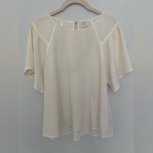 Roan and Ryan White Flutter Sleeve Top